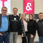 Führungswechsel und Neuausrichtung bei T&N | v.l.n.r Martin Puntigam (Zoom), Sebastian Menke (Kern&Stelly Medientechnik GmbH), Nadja Risse (WTG), Emma Page (T&N), Dominic Paulsen (Zoom)