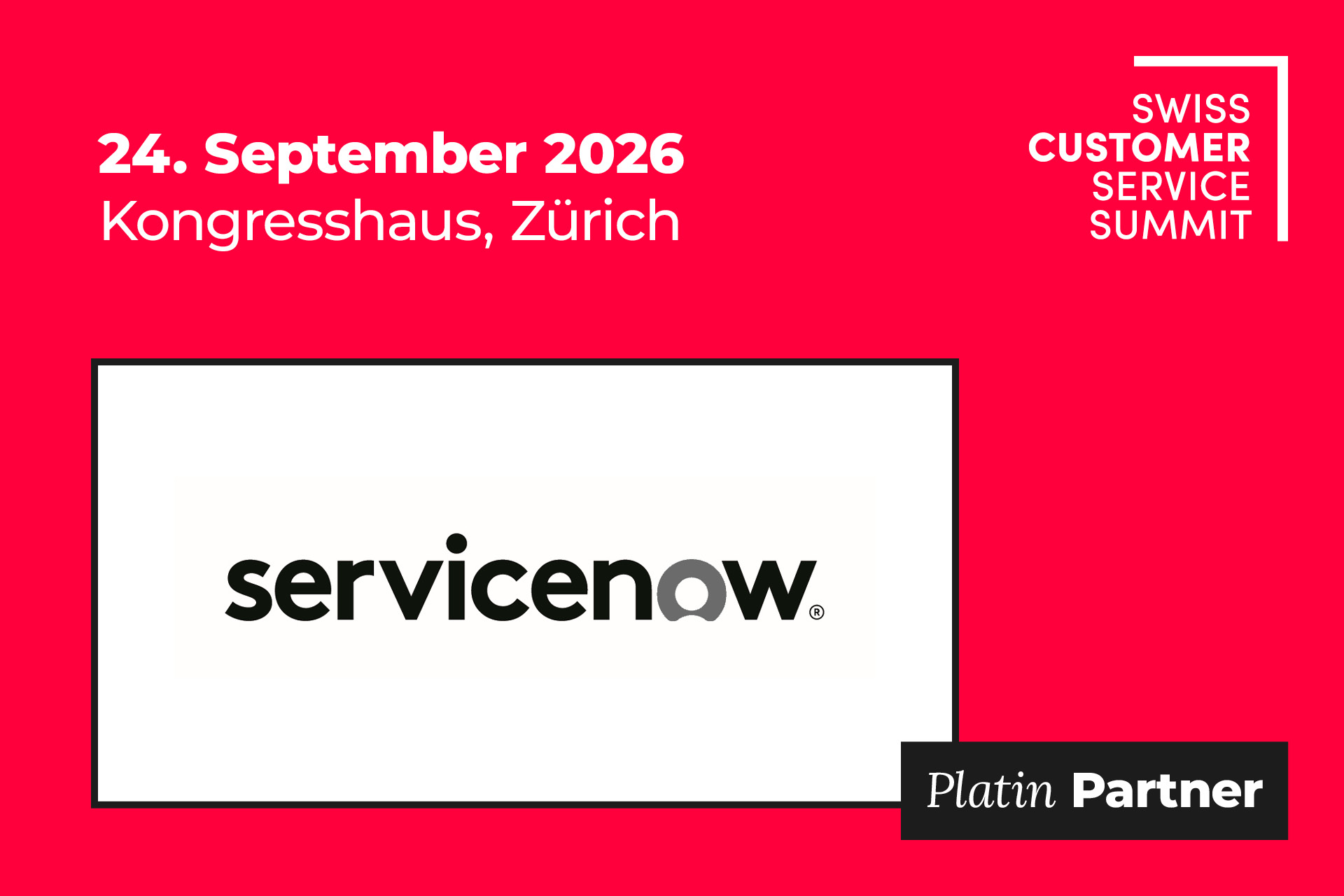 Service Now als Platinpartner am Swiss Customer Service Summit 2026