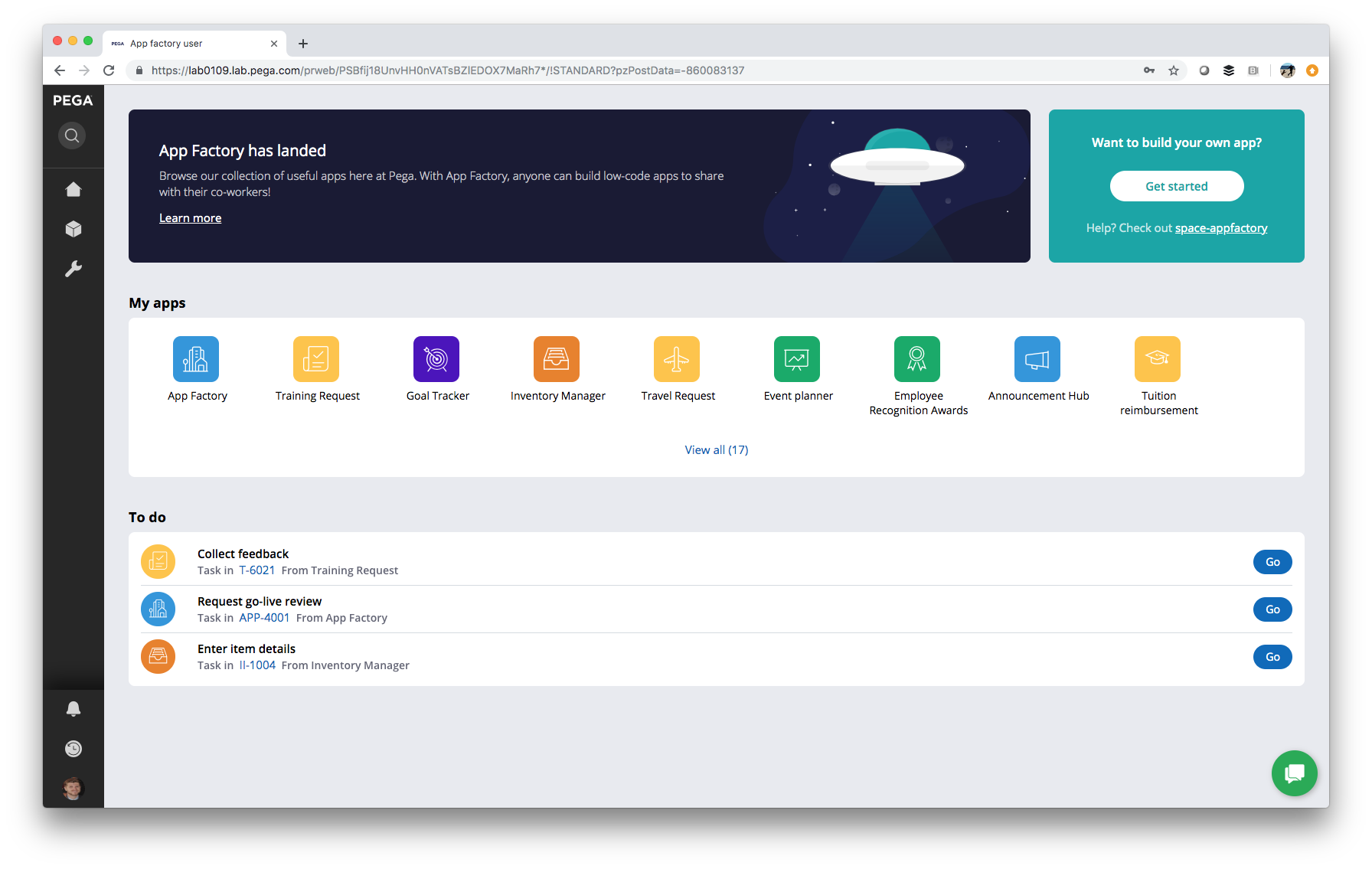 Screenshot - Enterprise Low-Code Factory dashboard