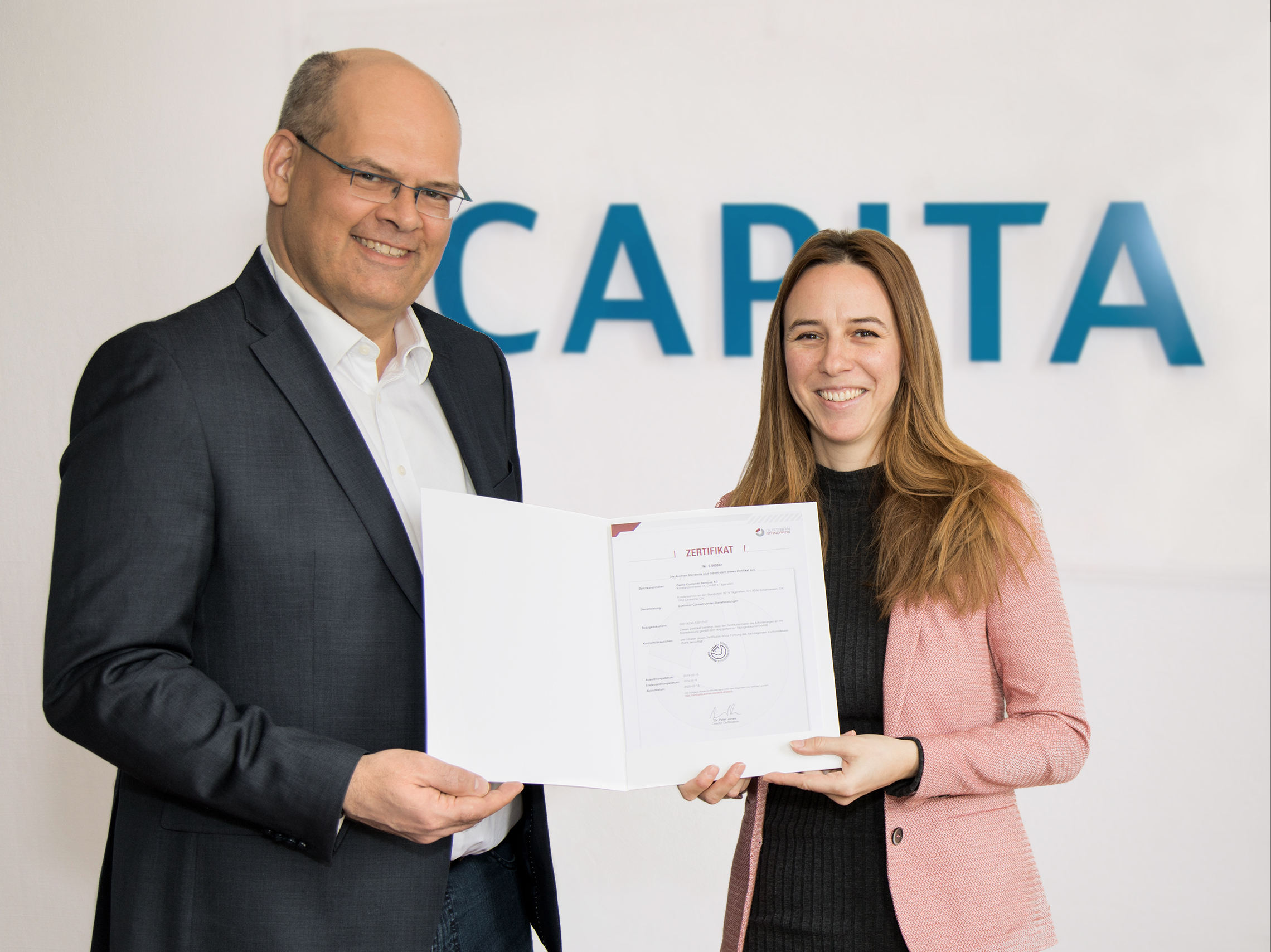 capita, zertifikatsuebergabe, iso18295, 20190220